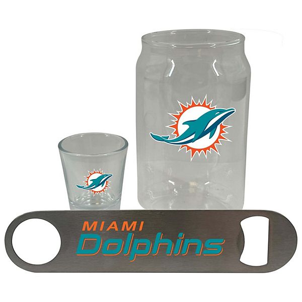 The Memory Company Miami Dolphins Three-Pack Beer Glass, 2oz. Shot Glass & Bottle Opener Set The Memory Company