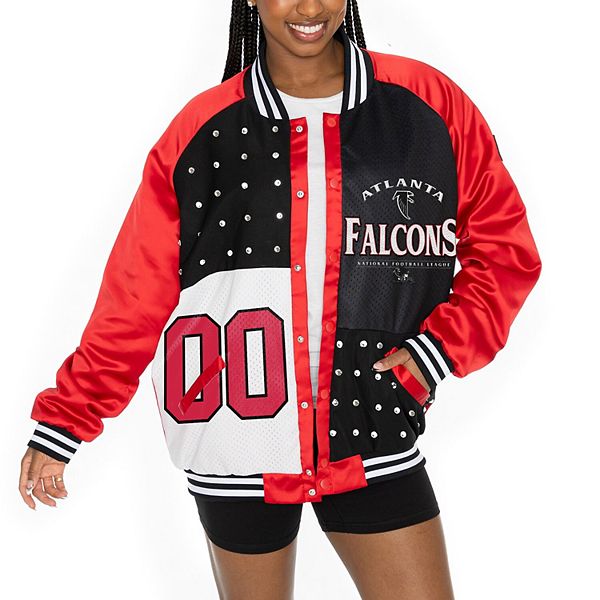 Женская Повседневная куртка Gameday Couture Красная/Чёрная Atlanta Falcons Oversized Hot Shot Rhinestone Throwback Full-Snap Varsity Gameday Couture