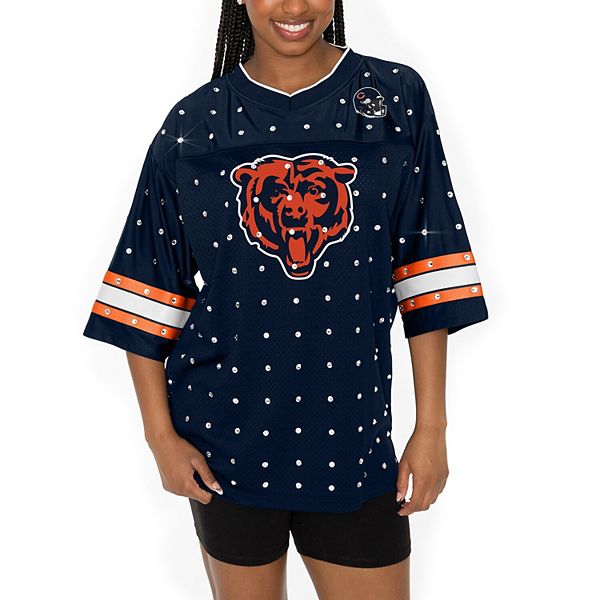 Женская Футболка Gameday Couture Темно-Синяя Chicago Bears с Блестками и Спортивными Полосками Gameday Couture