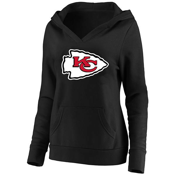 Женское черное худи Fanatics Kansas City Chiefs с V-образным вырезом и плюшевой подкладкой Fanatics