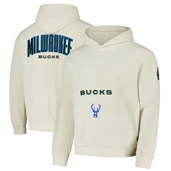 Унисекс Худи The Wild Collective Молочно-белое с патчем Milwaukee Bucks The Wild Collective