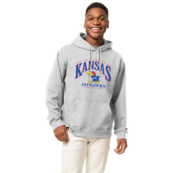 Мужское серое худи с капюшоном Kansas Jayhawks, состав: 60% хлопок, 40% полиэстер League Collegiate Wear