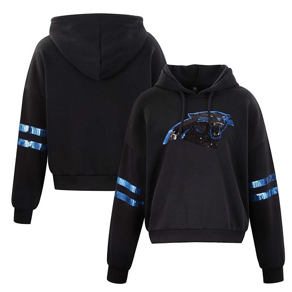 Женская Футболка Cuce Короткий Худи с Блестками Carolina Panthers Cuce