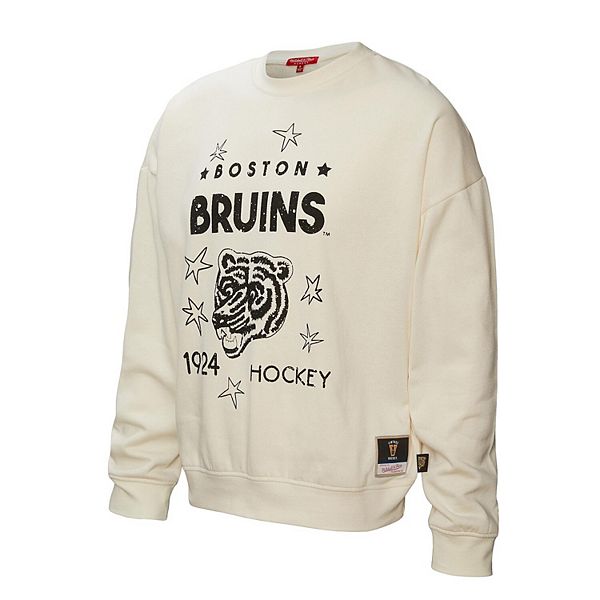 Женская Футболка Mitchell & Ness Кремовая Boston Bruins Логотип 3.0 Пуловер Mitchell & Ness