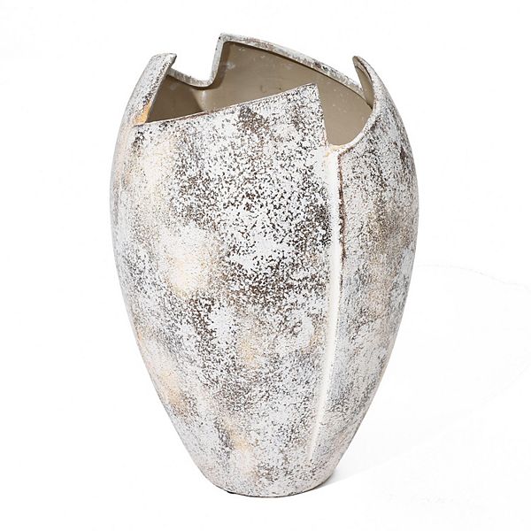 LuxenHome Modern Marble White 12.2-inch Tall Stoneware Table Vase Luxen Home