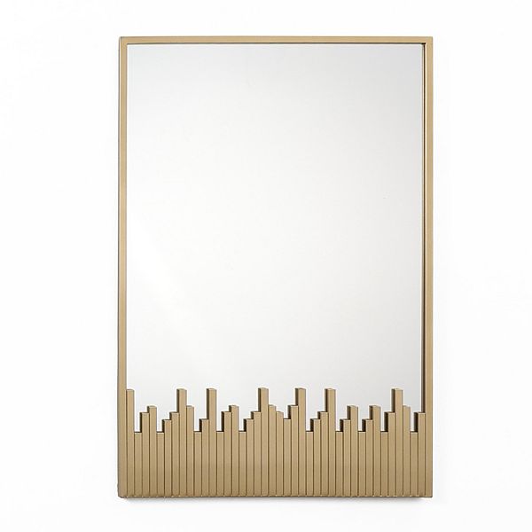 LuxenHome Cityscape Gold Metal Frame Rectangular Wall Mirror Luxen Home