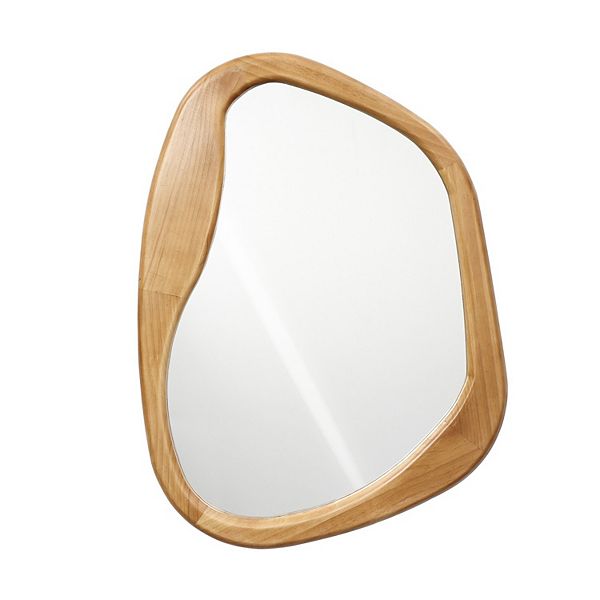 LuxenHome Pine Wood Frame Freeform Oblong Wall Mirror Luxen Home