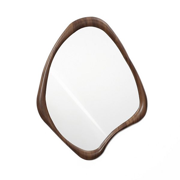 LuxenHome Brown Wood Frame Decorative Wall Mirror Luxen Home