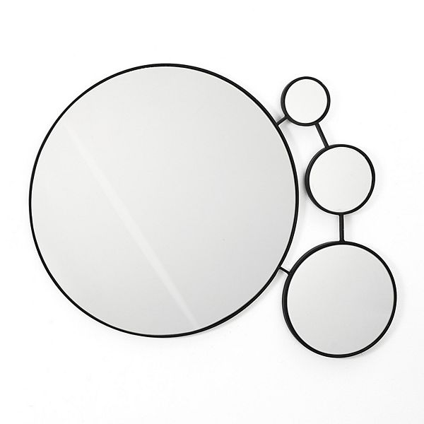 LuxenHome Circles Black Metal Frame Round Wall Mirror Luxen Home