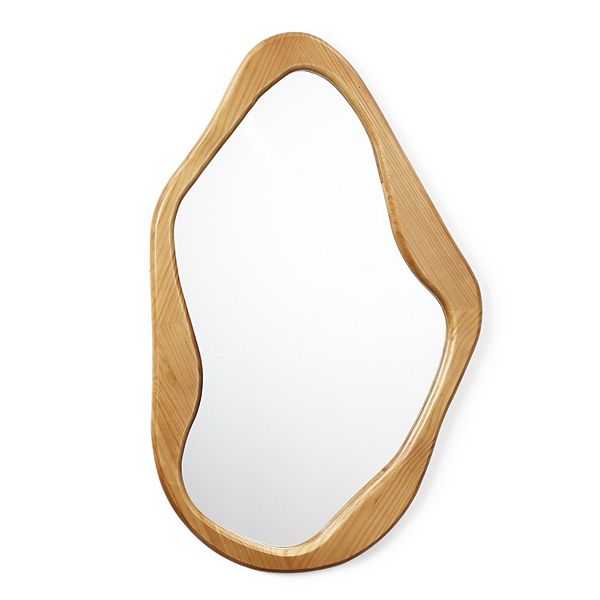 LuxenHome Pine Wood Frame Freeform Wall Mirror Luxen Home