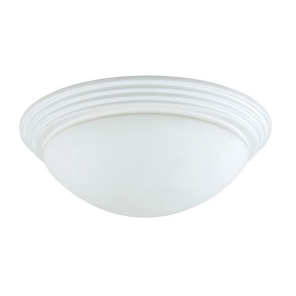 Dome Shaped Glass Ceiling Lamp With Hardwired Switch, White And Clear Benzara