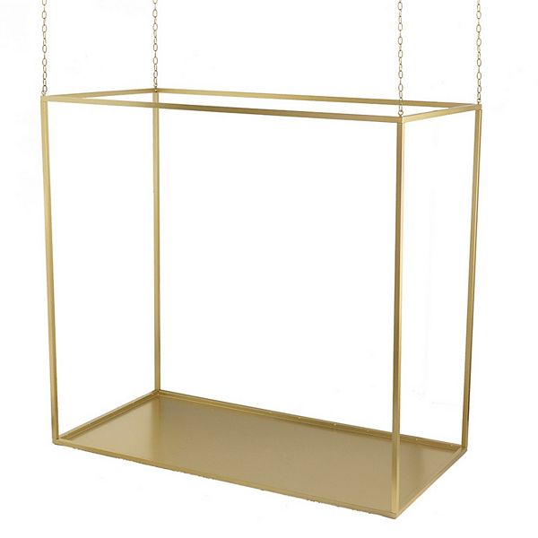 47 Inch Plant Stand With 4 Adjustable Chains, Floating Effect, Iron, Gold Benzara