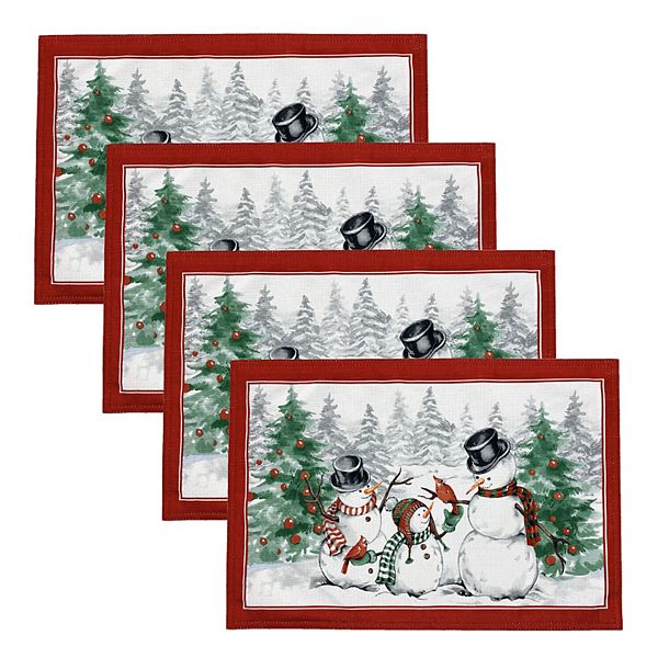 Elrene Home Fashions Snowman Winterland Holiday Snowflake Placemat, Set of 4 Elrene