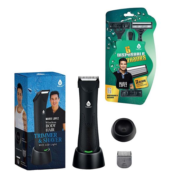 Pursonic - Mario Lopez Wireless Body Hair Trimmer & Shaver and Mario Lopez Disposable Razors Pursonic