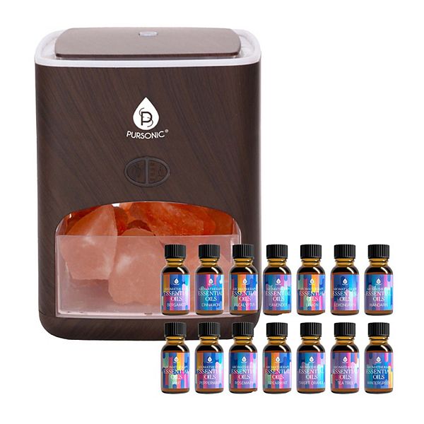 Himalayan Salt Diffuser & 14 Pack Essential Oils Set Pursonic