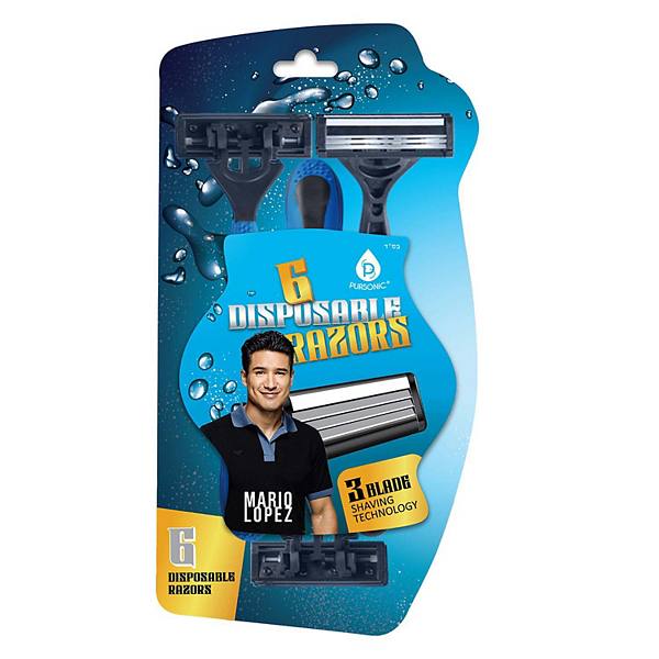 Mario Lopez 6 Disposable Razors - 3 Blade Shaving Surface Technology Pursonic