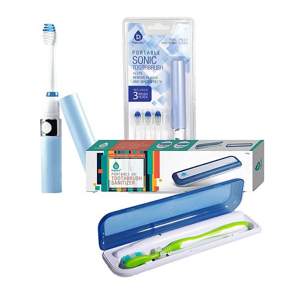 Travel Oral Care Essentials Bundle: Portable UV Toothbrush Sanitizer & Portable Sonic Toothbrush Pursonic