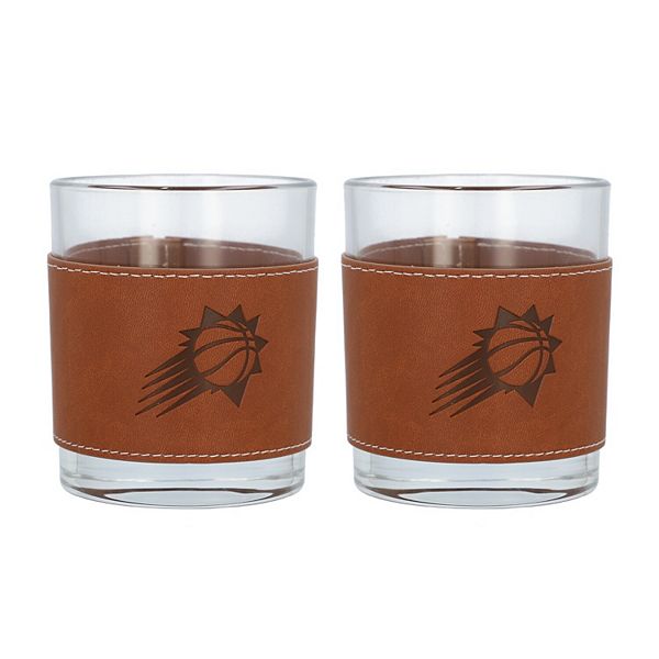 Phoenix Suns 2-Pack 12oz Rocks Glass with Leather Wrap Logo Brand