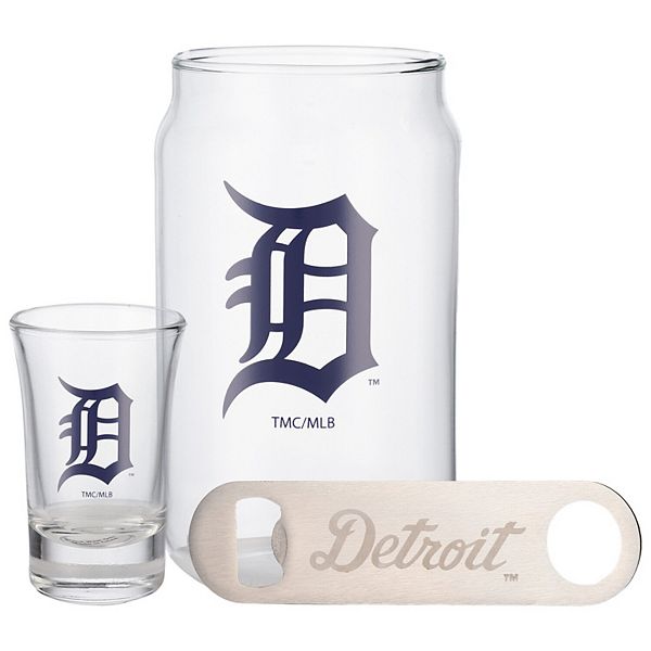 The Memory Company Detroit Tigers Three-Pack Beer Glass, 2oz. Shot Glass & Bottle Opener Set The Memory Company