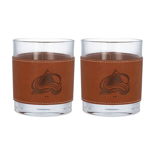 Colorado Avalanche 2-Pack 12oz Rocks Glass with Leather Wrap Logo Brand