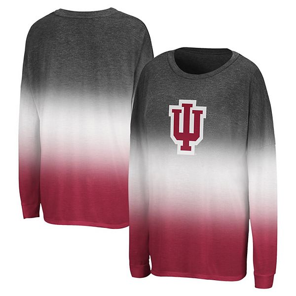 Футболка Winkle Dip Dye Indiana Hoosiers от Colosseum с длинным черным рукавом Colosseum