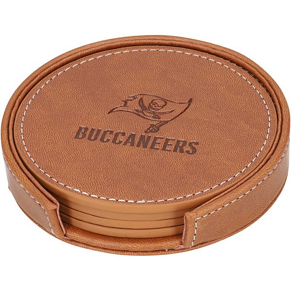 Tampa Bay Buccaneers 4-Pack Faux Leather Coaster Set Logo Brand