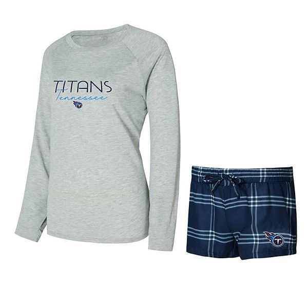 Women's Concepts Sport Navy/Gray Tennessee Titans Petition Raglan Long Sleeve T-Shirt and Shorts Set Unbranded