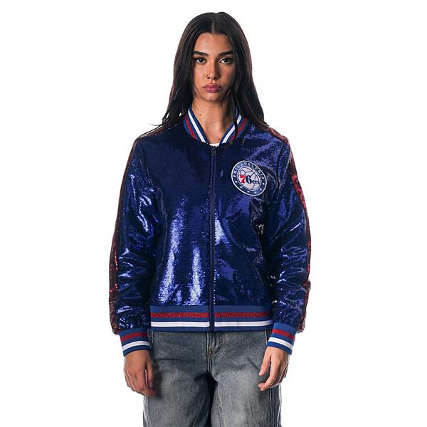 Женская Повседневная куртка The Wild Collective Sequin Bomber с полной молнией Philadelphia 76ers The Wild Collective