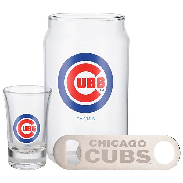 The Memory Company Chicago Cubs Three-Pack Beer Glass, 2oz. Shot Glass & Bottle Opener Set The Memory Company