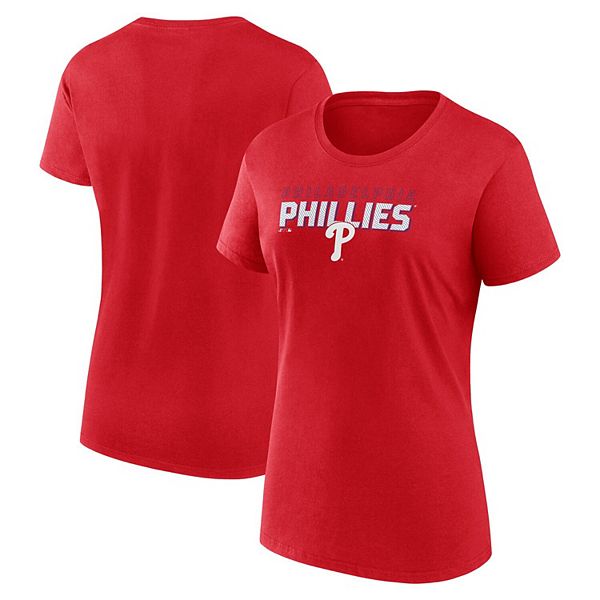 Женская красная футболка Fanatics с коротким рукавом и принтом Philadelphia Phillies Fanatics