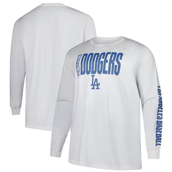 Мужская Футболка Profile White Los Angeles Dodgers Big & Tall Two-Hit Graphic Long Sleeve Profile