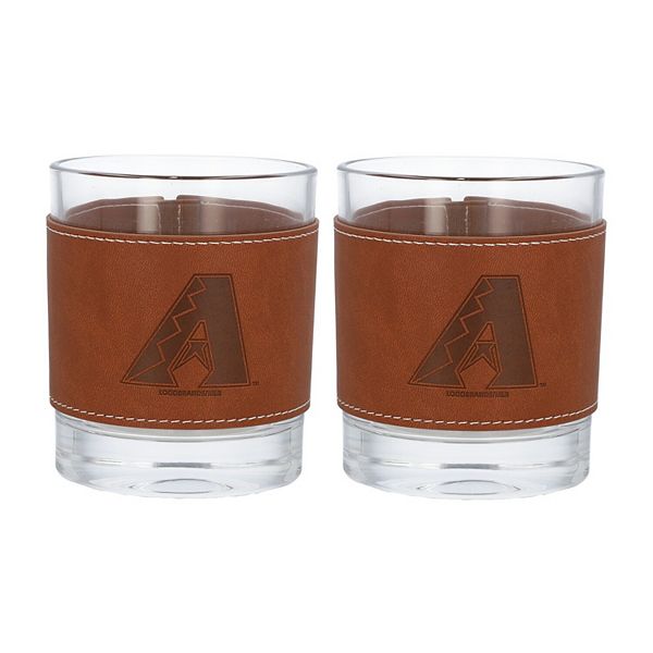 Arizona Diamondbacks 2-Pack 12oz Rocks Glass with Leather Wrap Logo Brand