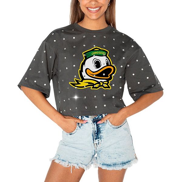 Женская Футболка Gameday Couture Серый Oregon Ducks Go Time Rhinestone Crop Gameday Couture