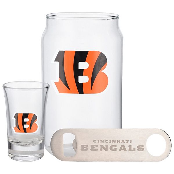 The Memory Company Cincinnati Bengals Three-Pack Beer Glass, 2oz. Shot Glass & Bottle Opener Set The Memory Company