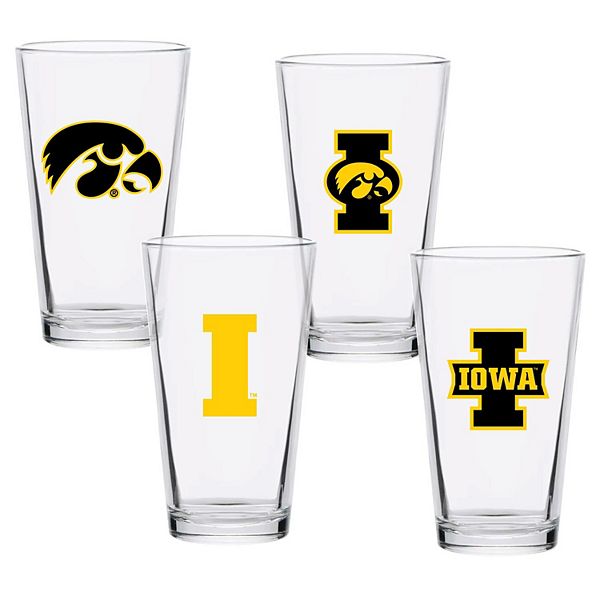 Iowa Hawkeyes 16oz. Collector Pint Glass Four-Set Indigo Falls