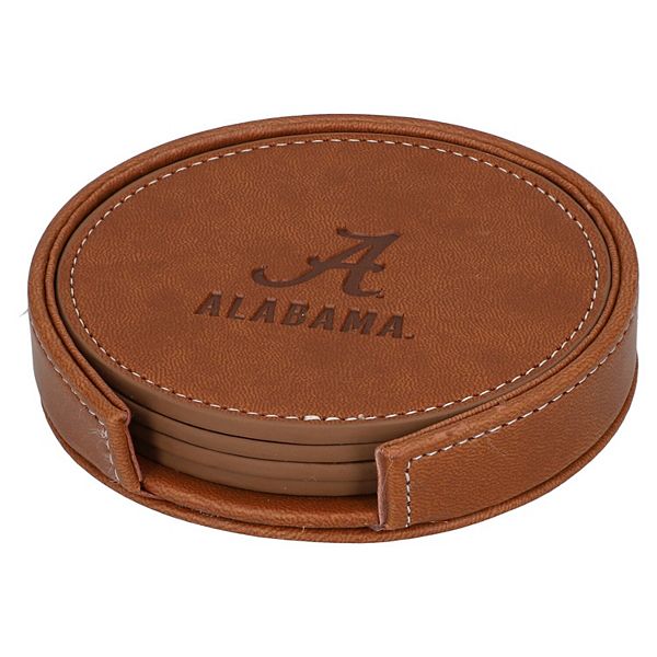 Alabama Crimson Tide 4-Pack Faux Leather Coaster Set Logo Brand