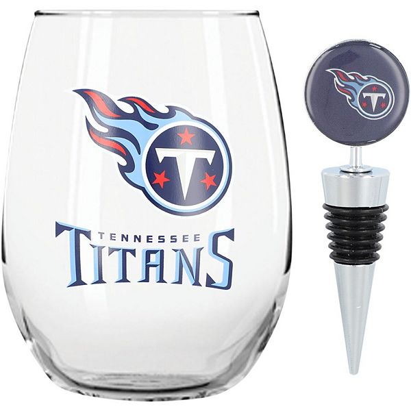 The Memory Company Tennessee Titans 15oz. Stemless Tumbler With Wine Bottle Stopper The Memory Company