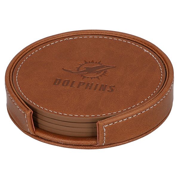 Miami Dolphins 4-Pack Faux Leather Coaster Set Logo Brand