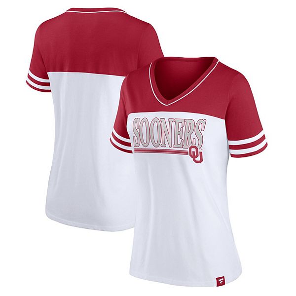 Женская Футболка Fanatics Бело-красная Oklahoma Sooners Iconic Colorblock Fanatics