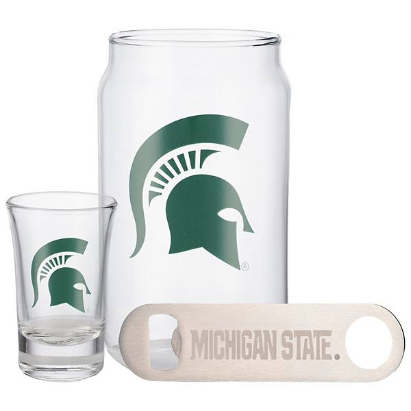 The Memory Company Michigan State Spartans Three-Pack Beer Glass, 2oz. Shot Glass & Bottle Opener Set The Memory Company