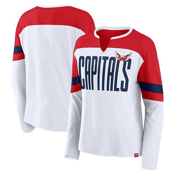 Женская Футболка Fanatics Белая/Красная Washington Capitals Frozen Длинный Рукав С Вырезом Fanatics