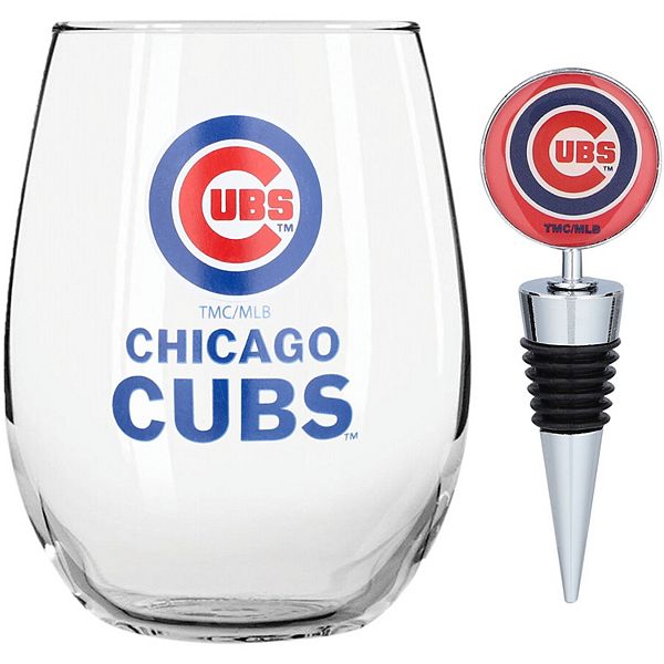 The Memory Company Chicago Cubs 15oz. Stemless Tumbler With Wine Bottle Stopper The Memory Company