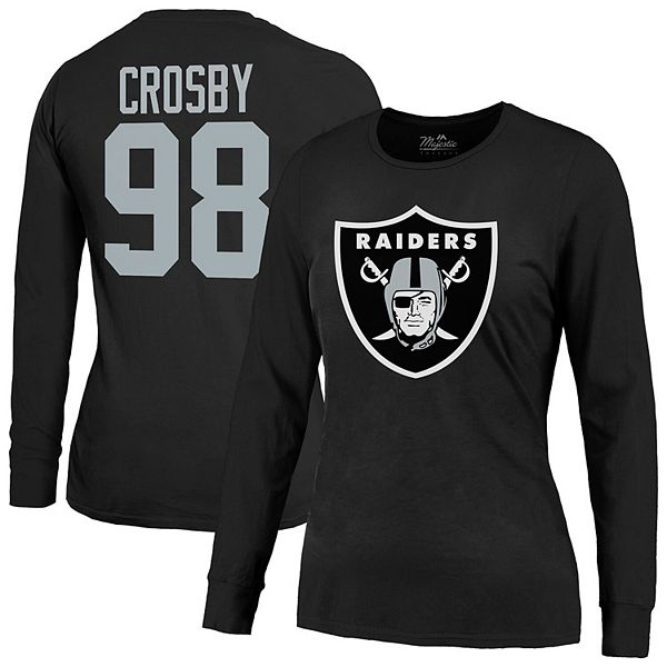 Женская Футболка Majestic Threads Maxx Crosby Черная Las Vegas Raiders с Фамилией и Номером Majestic Threads