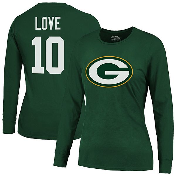 Женская Футболка Majestic Threads Jordan Love Green Bay Packers с Длинным Рукавом Majestic Threads