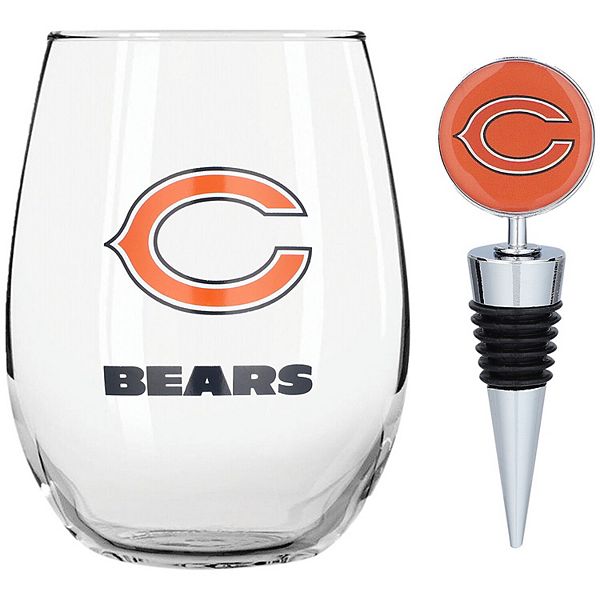 The Memory Company Chicago Bears 15oz. Stemless Tumbler With Wine Bottle Stopper The Memory Company