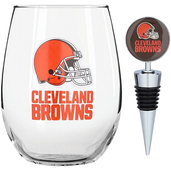 The Memory Company Cleveland Browns 15oz. Stemless Tumbler With Wine Bottle Stopper The Memory Company