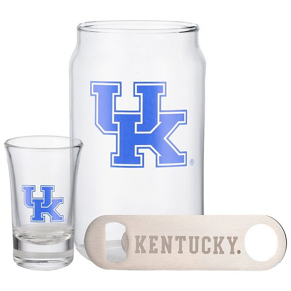 The Memory Company Kentucky Wildcats Three-Pack Beer Glass, 2oz. Shot Glass & Bottle Opener Set The Memory Company