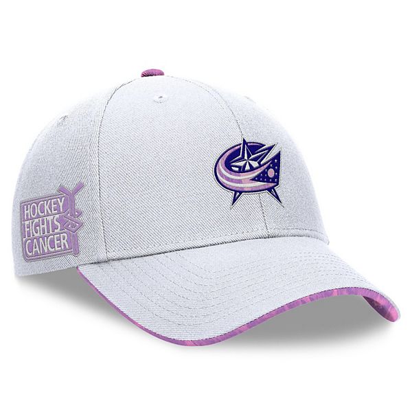 Кепка и бейсболка Fanatics Мужская Белая Columbus Blue Jackets Authentic Pro Hockey Fights Cancer Регулируемая Fanatics