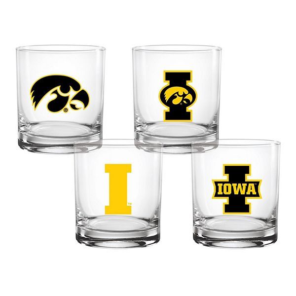 Iowa Hawkeyes 4-Pack Collector's 14oz. Rocks Glass Set Indigo Falls