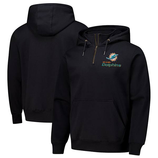 Унисекс Футболка Dunbrooke Черная Miami Dolphins Defender Quarter-Zip Hoodie Dunbrooke